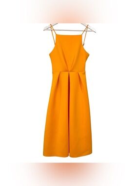 ASOS NWT Orange Fit & Flare Pleated Midi Dress Size 2 Women's